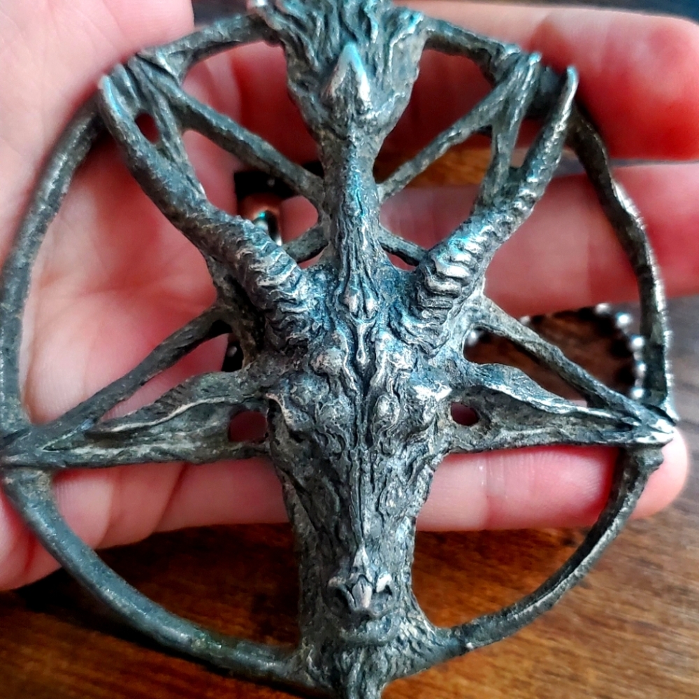VERY LARGE pewter Baphomet Pendant rare Netherworld Mendillo